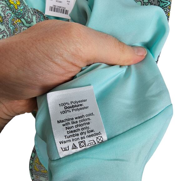 J Crew Tank Top Cami Tank Top Women 10 Green Medallion Print Scallop Top NWT - Picture 8 of 9